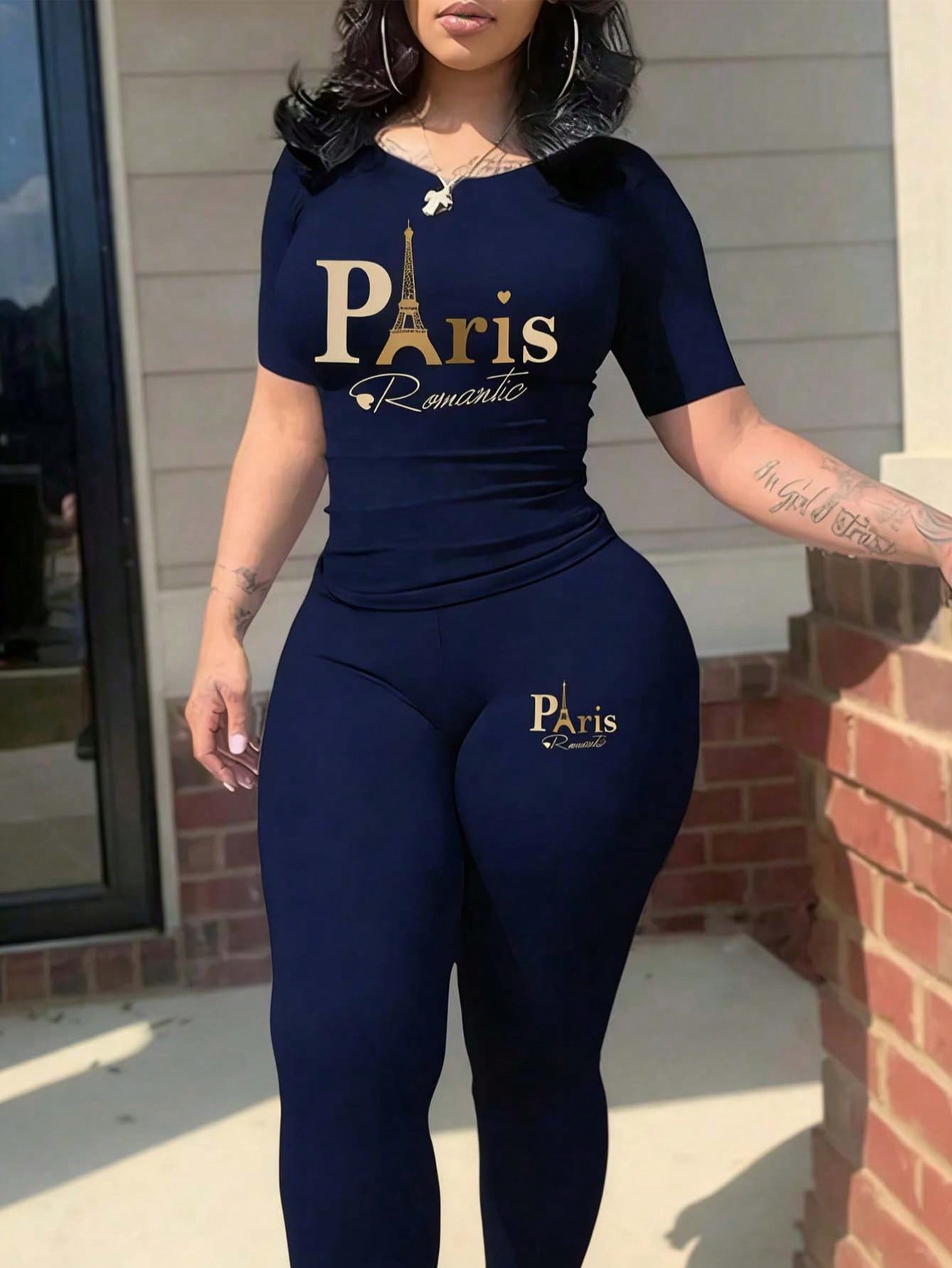 Women'S Fashion Paris - 2026 Neues Damen-Set mit Paris-Print, Zweiteiliges