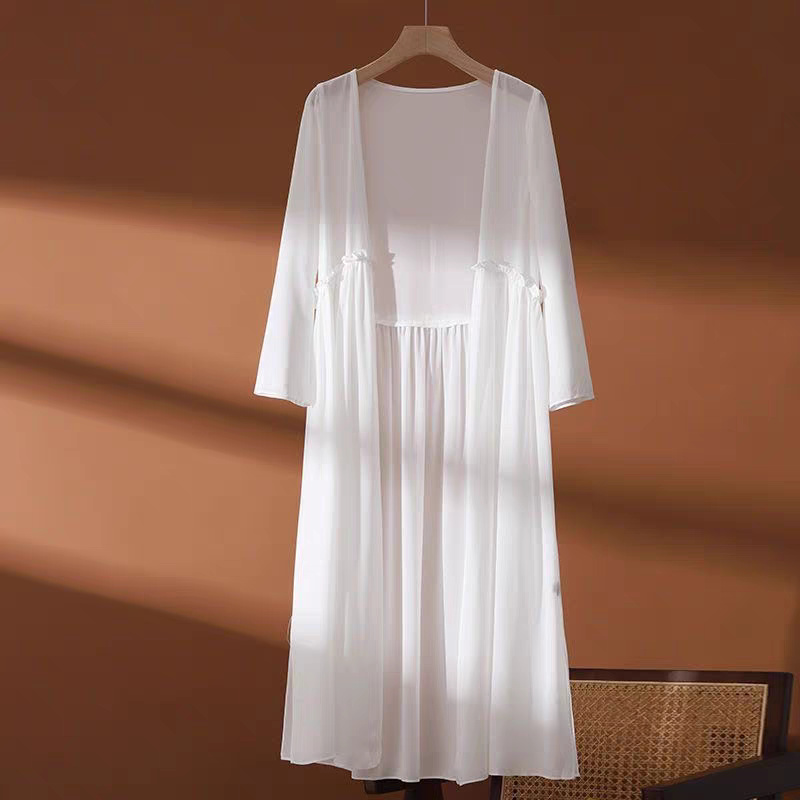 Kimono Cardigan Women - Damen-Kimono in Übergröße 6XL, Sommer-Chiffon-Cardigan, lang,