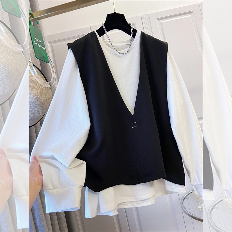 Women'S Fashion Tops - SuperAen Frühlings-Neuheit: Übergroßer Damen-Pullover, Weißes Langarm-T-Shirt-Design,