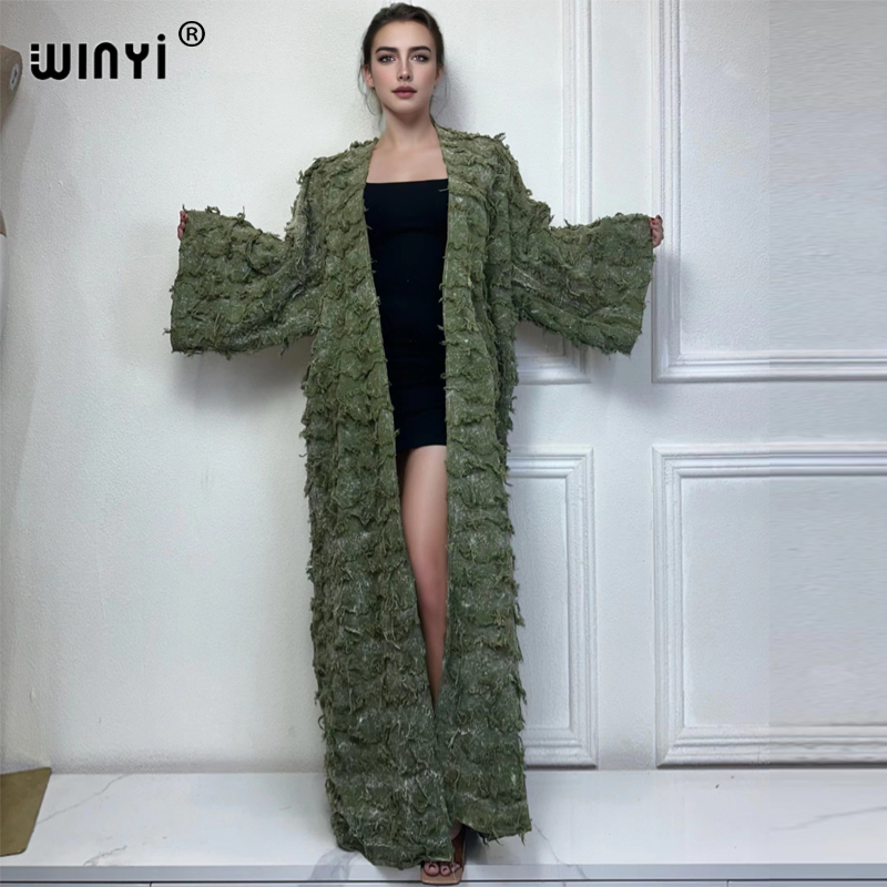 Kimono Cardigan Women - Winyi Baumwolle Abfall Boden Wind Krawatte