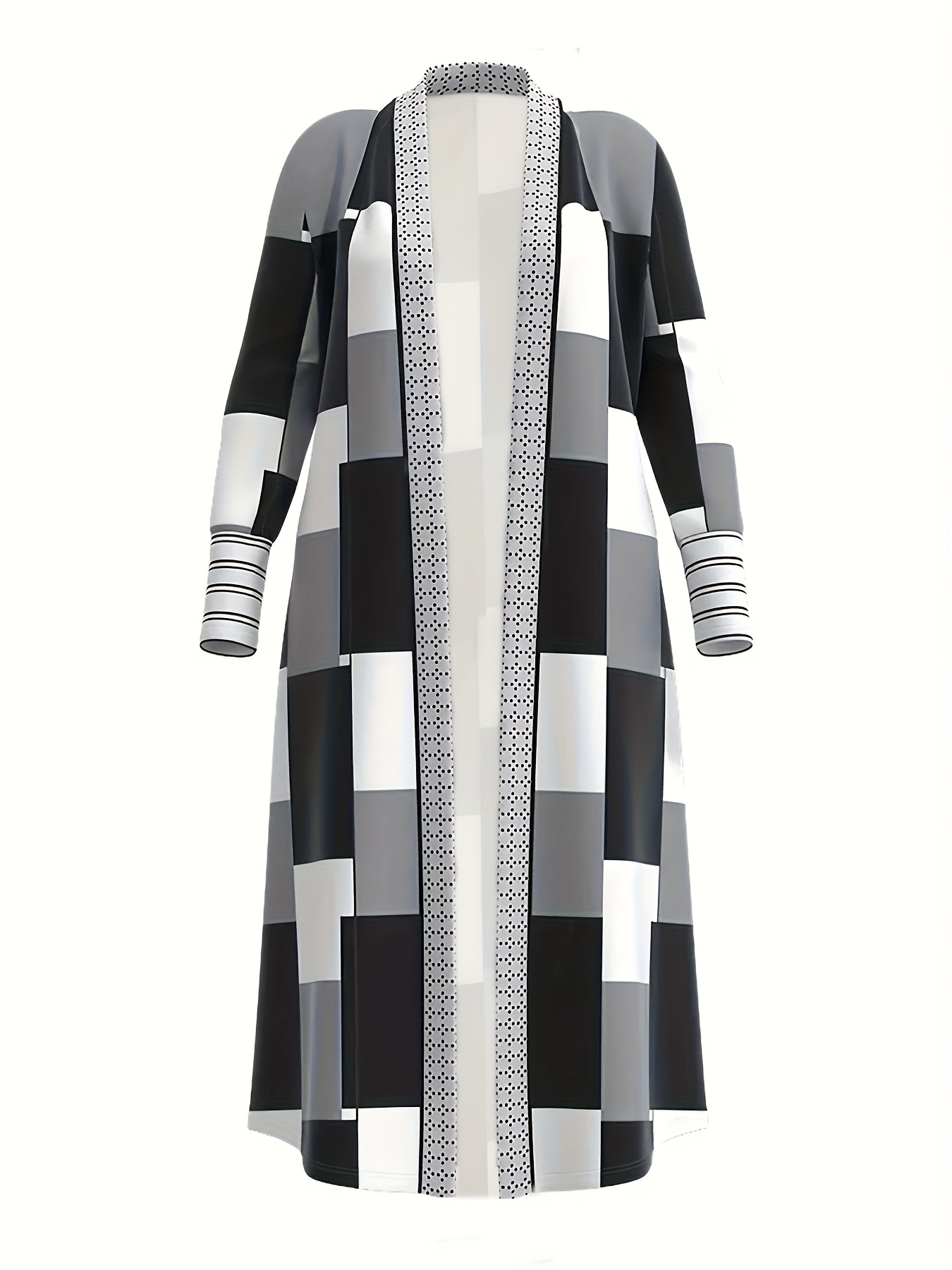 Kimono Cardigan Women - Damen Übergröße Langer Kimono Cardigan Geometrisches