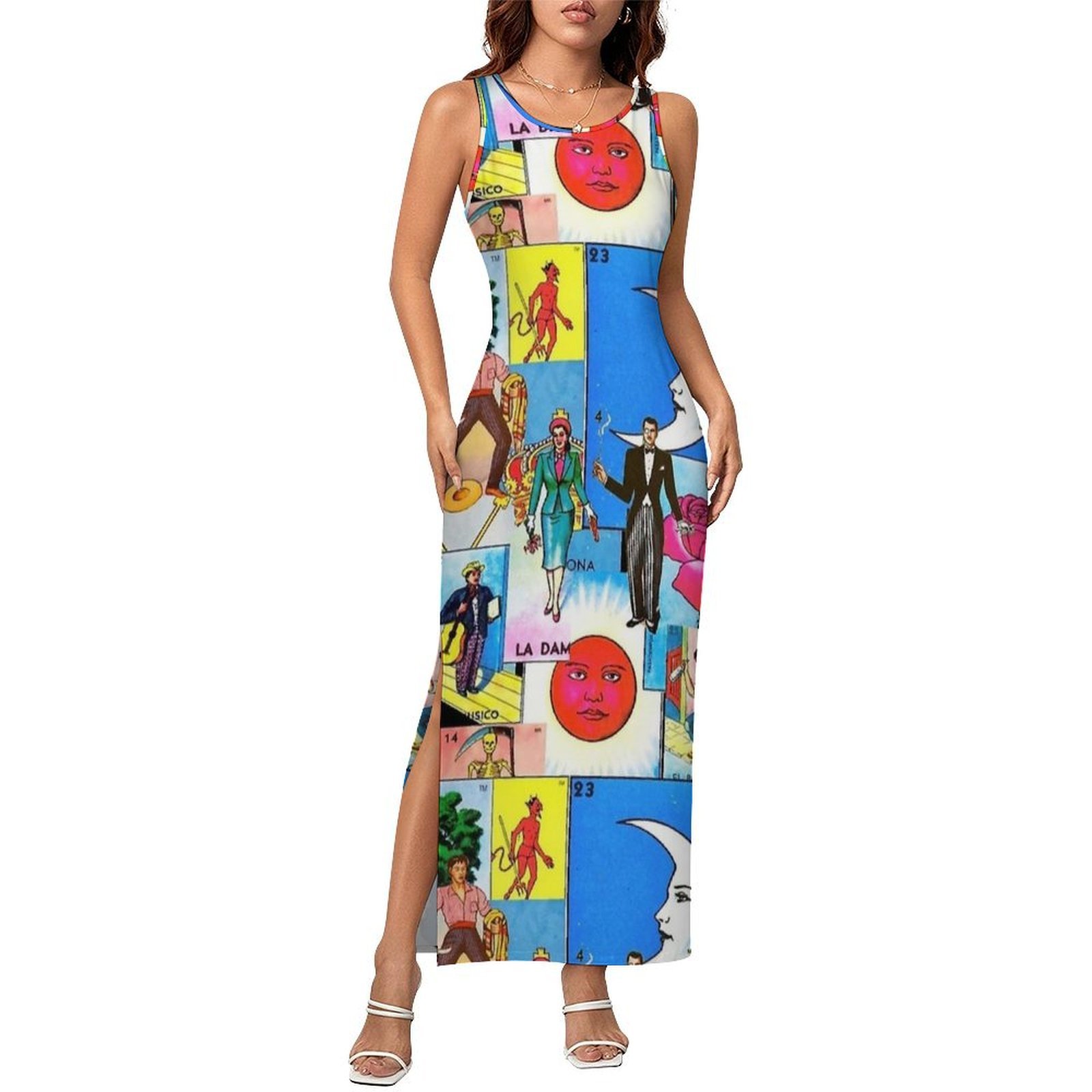 Women'S Fashion From The 60S - Lottery Card 60er Retro Print Bodycon-Kleid
