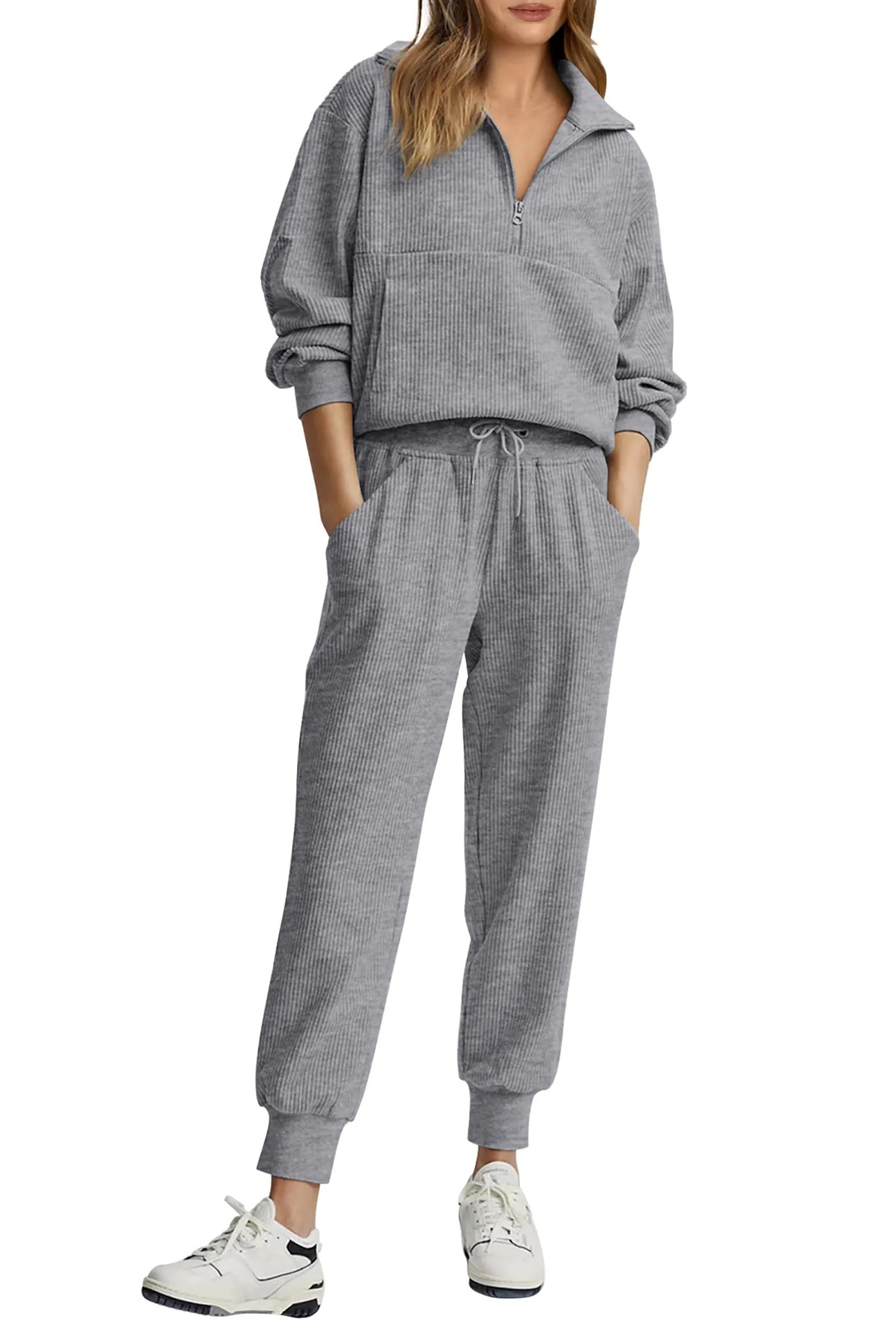 Women'S Fashion Quarter Zip - Amazon Independent Station Euro-Amerikanisches Cross-Border Damen-Set: