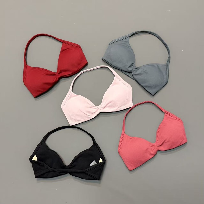 Bra Top Seamless - Damen Halter Sport-BH V-Ausschnitt Gepolsterter Yoga-BH