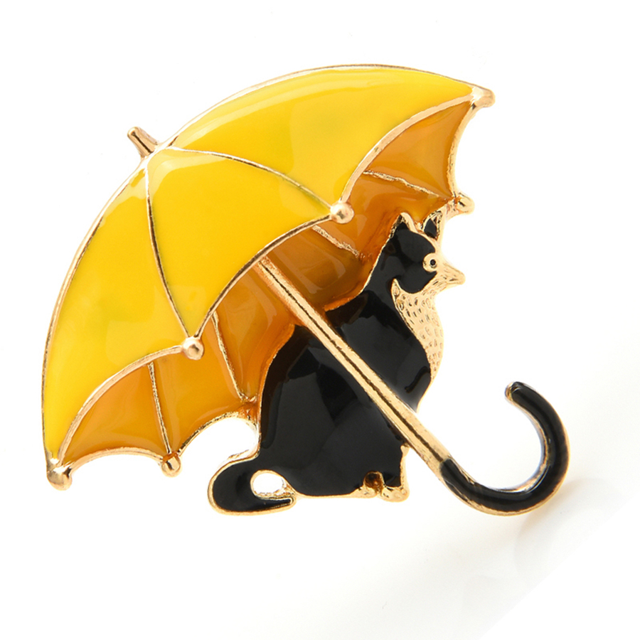 Women'S Fashion Umbrella - Süße Katze unter Regenschirm Broschen für