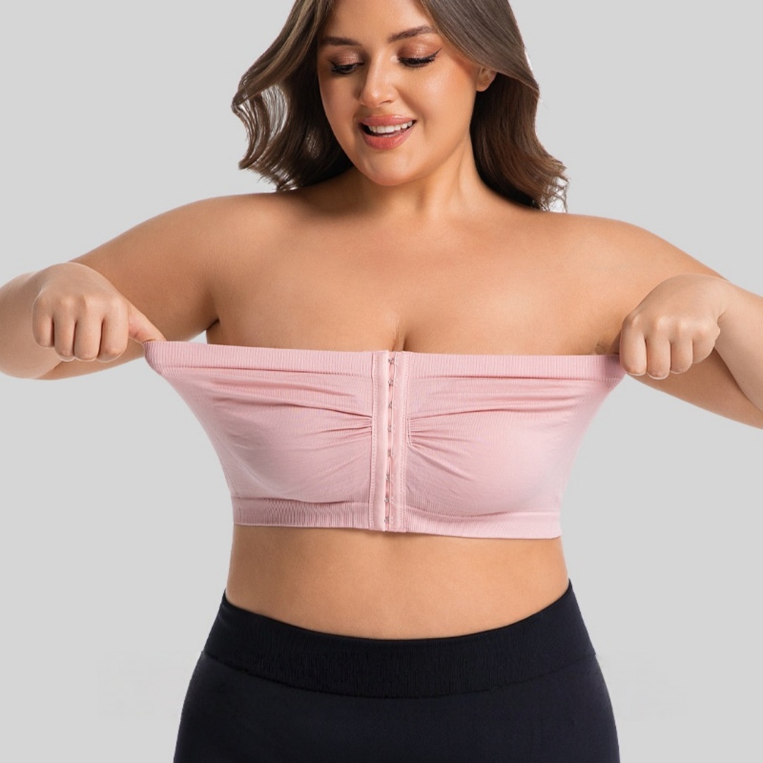 Bra Top Seamless - Damen Übergröße Trägerloser Vorderverschluss-Bandeau-BH Nahtloser Drahtloser