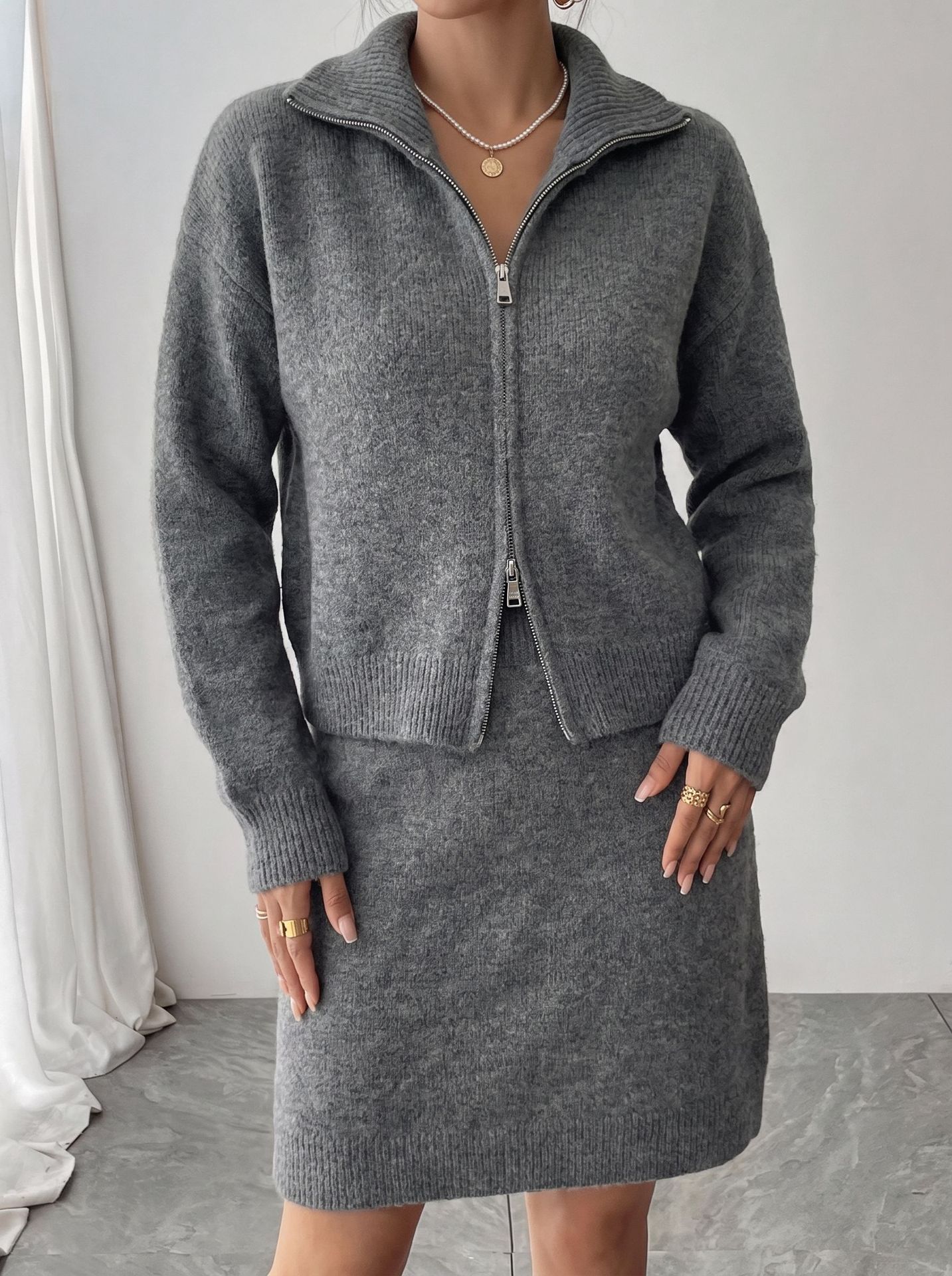 Eleganter Strick-Trainingsanzu – Women'S Fashion Quarter Zip Bewertung und Preis
