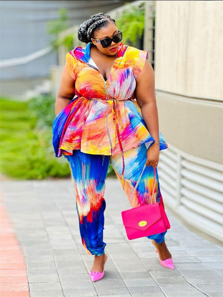 Wmstar Plus Größe Frauen Kleid – Tie Dye Two Piece Bewertung und Preis
