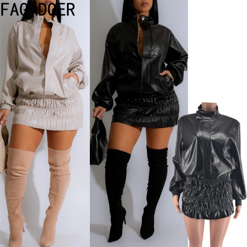 FAGADOER Punk Leder 2-teiliges – Women'S Fashion Quarter Zip Bewertung und Preis