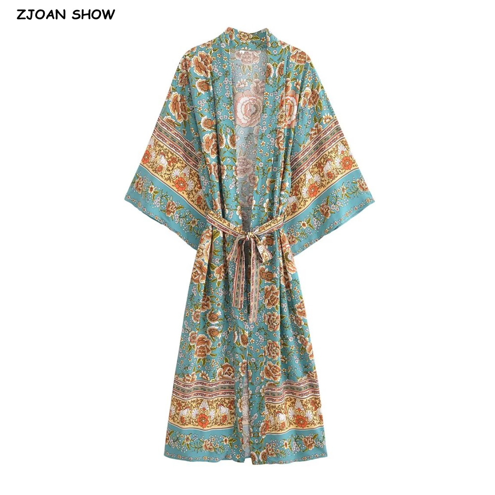 Urlaub Frauen grün Blumendruck – Kimono Cardigan Women Bewertung und Preis