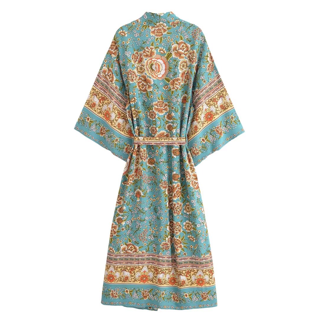 Urlaub Frauen grün Blumendruck – Kimono Cardigan Women Bewertung und Preis
