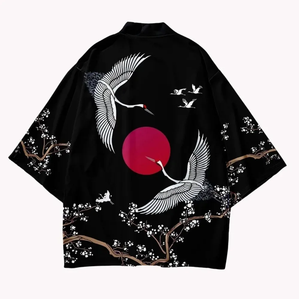 Kran Muster Druck Kimono Stric – Kimono Cardigan Women Bewertung und Preis