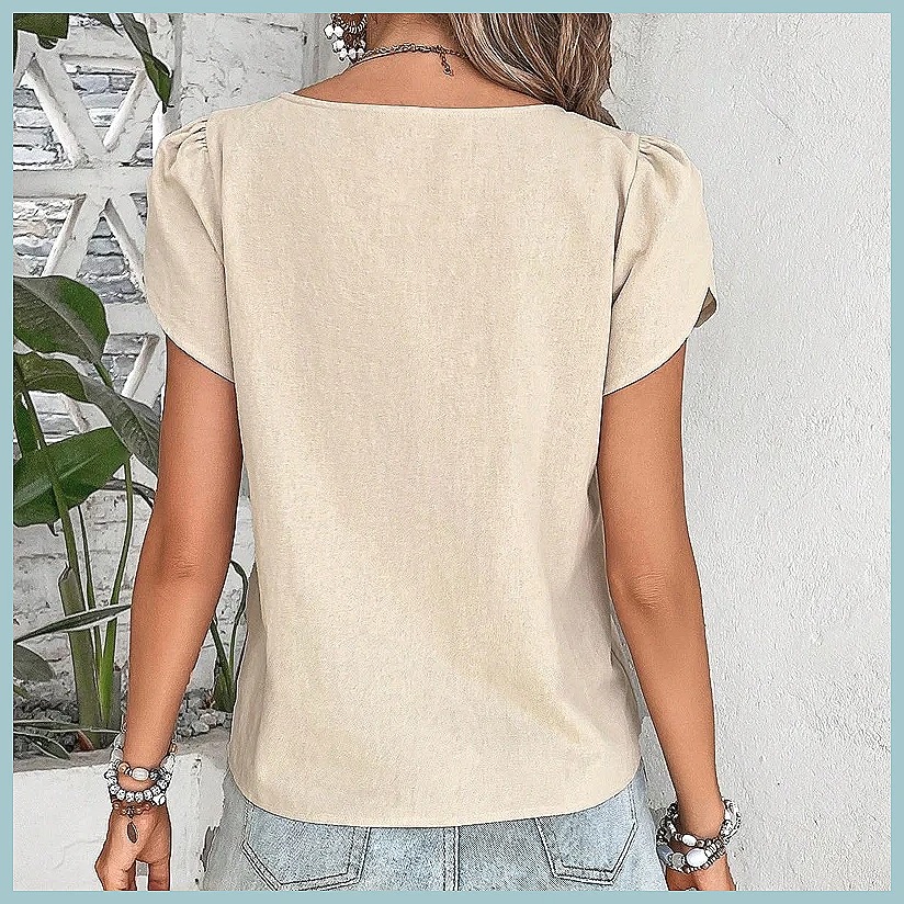 2024 Sommer Vintage Einfarbige – Women'S Fashion Tops Bewertung und Preis